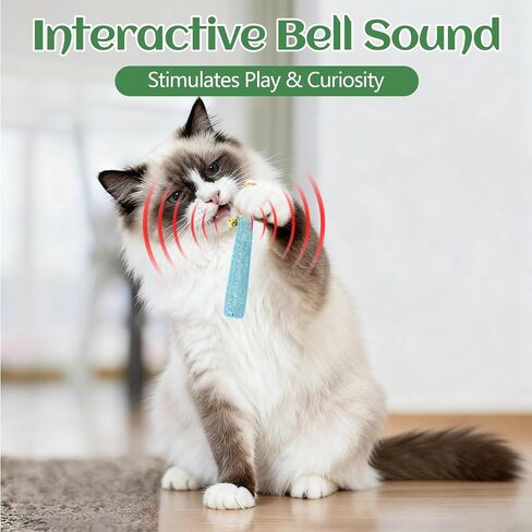 4 Pack Hand-Rolled Catnip Sticks with Chew Rope & Bell -Shaped Cat Toys for Indoor Cats and Kicker Toys, Teething Chew and Play Fun (Pink) in Saudi Arabia