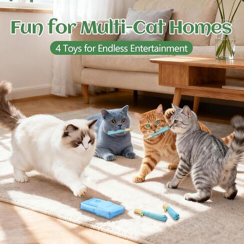 4 Pack Hand-Rolled Catnip Sticks with Chew Rope & Bell -Shaped Cat Toys for Indoor Cats and Kicker Toys, Teething Chew and Play Fun (Pink) in Saudi Arabia