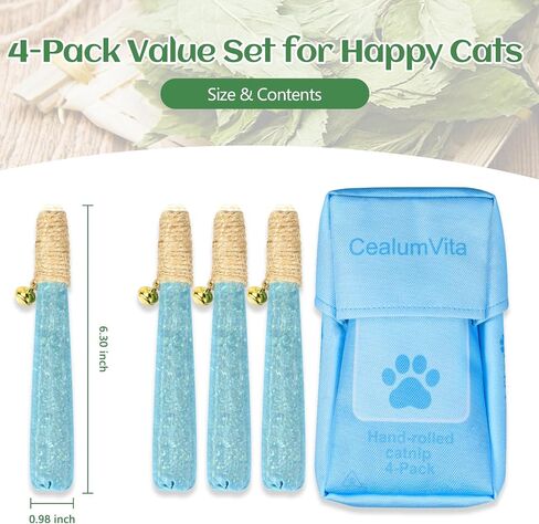 4 Pack Hand-Rolled Catnip Sticks with Chew Rope & Bell -Shaped Cat Toys for Indoor Cats and Kicker Toys, Teething Chew and Play Fun (Pink) in Saudi Arabia