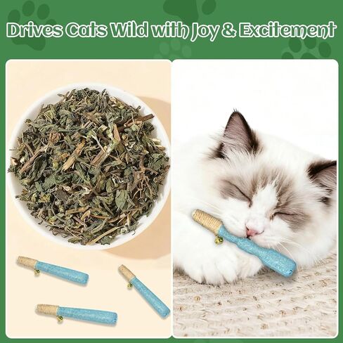4 Pack Hand-Rolled Catnip Sticks with Chew Rope & Bell -Shaped Cat Toys for Indoor Cats and Kicker Toys, Teething Chew and Play Fun (Pink) in Saudi Arabia