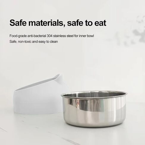 Raised Cat Bowls, Stainless Steel Tilted 15° Slanted Elevated Feeding, Anti-Slip Detachable Pet Bowls (White, 200ML) in Saudi Arabia