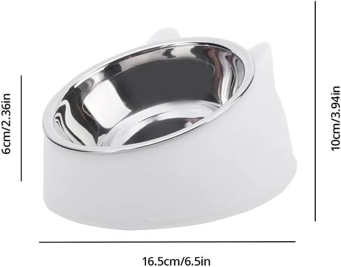 Raised Cat Bowls, Stainless Steel Tilted 15° Slanted Elevated Feeding, Anti-Slip Detachable Pet Bowls (White, 200ML) in Saudi Arabia
