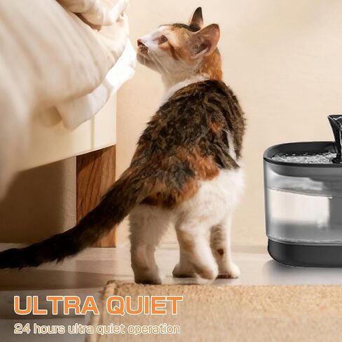 مضخة نافورة مياه للقطط لفيكن 50 أونصة، نافورة 95 أونصة، مضخة فائقة الهدوء مع كابل USB، ضوء LED و6 عبوات من مرشحات نافورة الحيوانات الأليفة in Kuwait