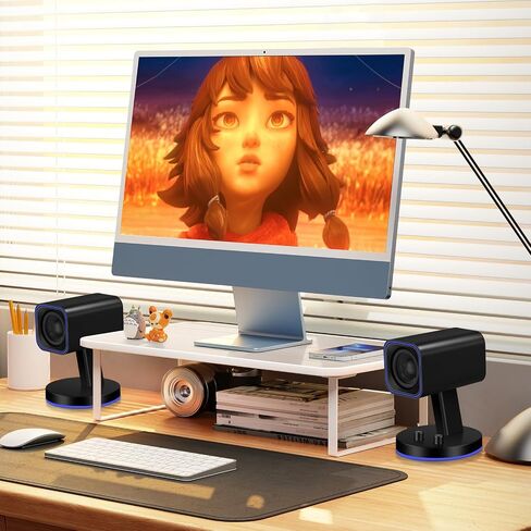 SW010 Computer Speakers, Wired USB Powered Mini Sound Bar, Bluetooth 5.0, USB-A Connection with Built-in 16-bit DAC for Power and Audio, 8W Stereo Sound for PC Desktop Laptop, Black in Saudi Arabia