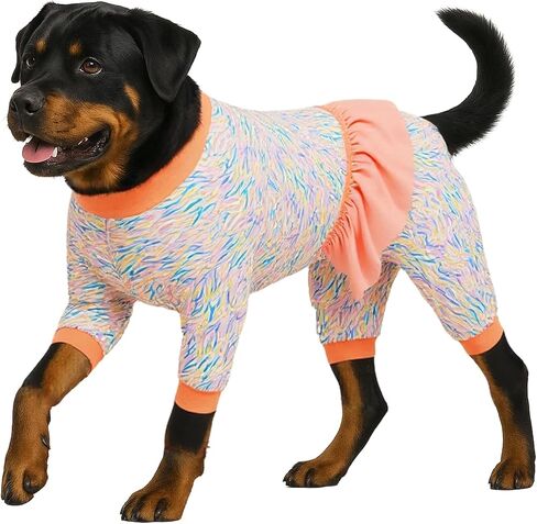 LovinPet Big Dog Onesie - High Collar Cotton Dog Bodysuit, Desert Streams Coastal Print, Large Dog Pajamas, Undershirt for Dog Dresses,3XL in Saudi Arabia