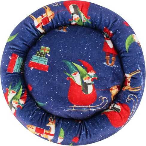 Levtex Home - Santa Claus Lane - 23 بوصة × 14 بوصة × 6 بوصة - سرير للحيوانات الأليفة - مشاعر عيد الميلاد وسانتا - أبيض، أحمر، أخضر، أزرق مخضر، أسود - قطيفة بوليستر 100% in Kuwait