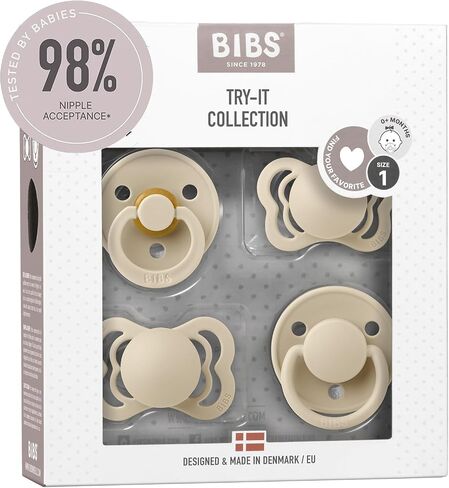 BIBS Pacifier Try-it Collection | Size 0-6 Months | Vanilla in Saudi Arabia