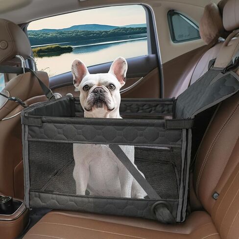 Dog Car Seat for Small and Medium Dogs,Waterproof Fabric with Breathable Mesh&Adjustable Dog Seat Belt for Car,Dog Bed for Back Seat Up to 30 LB-Small Black in Saudi Arabia