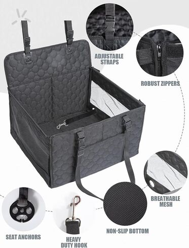 Dog Car Seat for Small and Medium Dogs,Waterproof Fabric with Breathable Mesh&Adjustable Dog Seat Belt for Car,Dog Bed for Back Seat Up to 30 LB-Small Black in Saudi Arabia