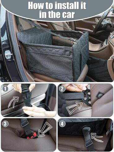 Dog Car Seat for Small and Medium Dogs,Waterproof Fabric with Breathable Mesh&Adjustable Dog Seat Belt for Car,Dog Bed for Back Seat Up to 30 LB-Small Black in Saudi Arabia