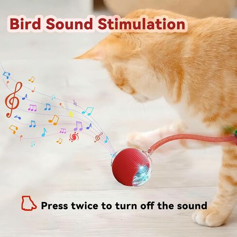 Christmas Stocking Stuffer Speedy 2.0 Tail Interactive Cat Toys for Indoor Cats, Automatic Cat Toy with Elastic Mesh Tail, Electric Rolling Ball on Carpet, Chirping and Motion Activate Cat in Saudi Arabia