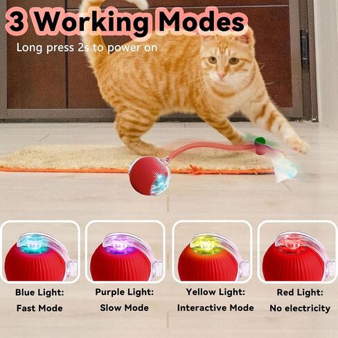 Christmas Stocking Stuffer Speedy 2.0 Tail Interactive Cat Toys for Indoor Cats, Automatic Cat Toy with Elastic Mesh Tail, Electric Rolling Ball on Carpet, Chirping and Motion Activate Cat in Saudi Arabia