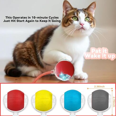 Christmas Stocking Stuffer Speedy 2.0 Tail Interactive Cat Toys for Indoor Cats, Automatic Cat Toy with Elastic Mesh Tail, Electric Rolling Ball on Carpet, Chirping and Motion Activate Cat in Saudi Arabia