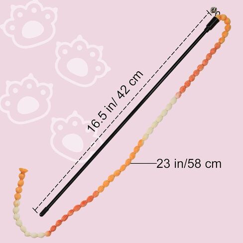 Interactive Cat Toys, 3 Pcs Cat Wand Toys for Indoor Kitten with Colorful Bead Shape Hemp Rope and Small Bell, Kitty Teaser String Toy for Indoor Cats to Chase and Exercise in Saudi Arabia