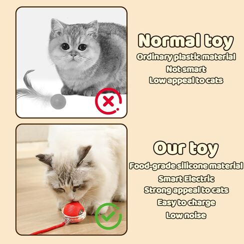 Interactive Pet Toys Balls,Toys for Indoor Kittens,Quick Scrolling in The Room,Three Modes,Type-C Charging for Long Battery Life,Suitable for Bored Indoor Kittens/Dogs (Red) in Saudi Arabia