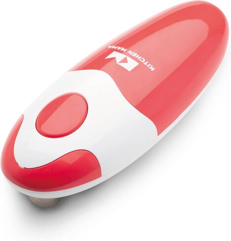 Kitchen Mama Auto Electric Can Opener: Open Your Cans with A Simple Press of Button - Automatic, Hands Free, Smooth Edge, Battery Operated, YES YOU CAN (Red) in Saudi Arabia