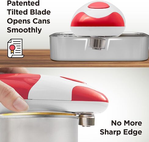 Kitchen Mama Auto Electric Can Opener: Open Your Cans with A Simple Press of Button - Automatic, Hands Free, Smooth Edge, Battery Operated, YES YOU CAN (Red) in Saudi Arabia