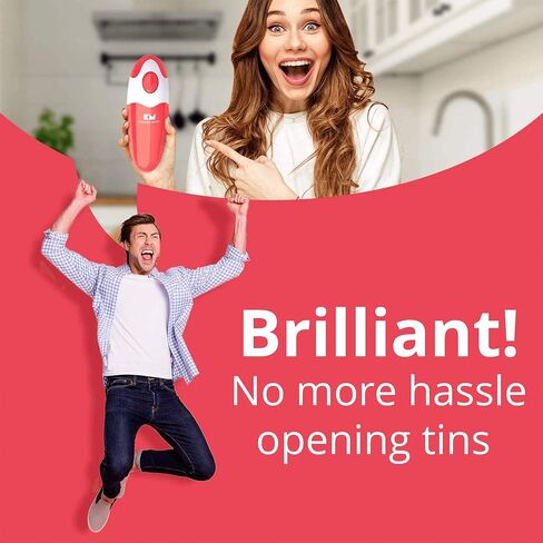 Kitchen Mama Auto Electric Can Opener: Open Your Cans with A Simple Press of Button - Automatic, Hands Free, Smooth Edge, Battery Operated, YES YOU CAN (Red) in Saudi Arabia