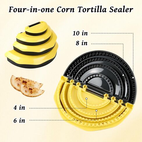 Tortilla Press & Quesadilla Maker, 4-in-1 Tortilla Sealer Crimper for Empanadas, Dumplings, 10/8/6/4 Inch Press in Kuwait