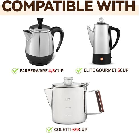 مرشحات القهوة Percolator متوافقة مع Farberware Coffee Percolator، 150 قطعة من المرشحات المثقبة للاستعمال مرة واحدة لـ Farberware FCP240 Yosemite Coletti Bozeman 6/9 Cup Elite Gourmet 6 Cup in Kuwait