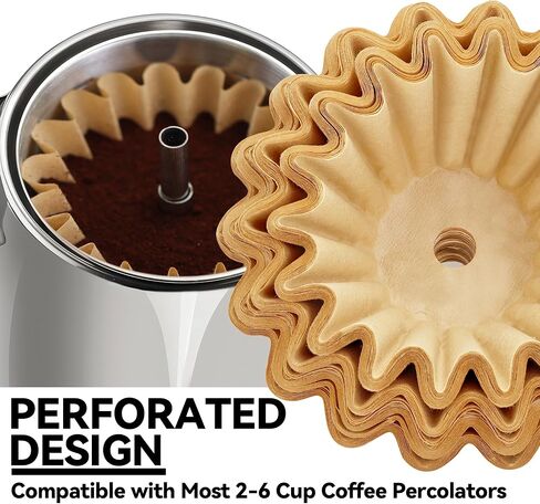مرشحات القهوة Percolator متوافقة مع Farberware Coffee Percolator، 150 قطعة من المرشحات المثقبة للاستعمال مرة واحدة لـ Farberware FCP240 Yosemite Coletti Bozeman 6/9 Cup Elite Gourmet 6 Cup in Kuwait