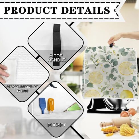 Dust Cover Compatible with Stand Mixer, Cloth Cover with Pockets for Stand Mixer and Extra Accessories (Sunflower, L(for 8.5-9.5 qt Mixer)) in Saudi Arabia