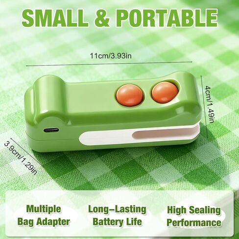 2 in 1 Mini Bag Sealer, 2025 New Handheld Rechargeable Bag Sealer with Cutter and Magnet, for Snack Plastic Bags Food Storage Travel (Green + Purple) in Saudi Arabia