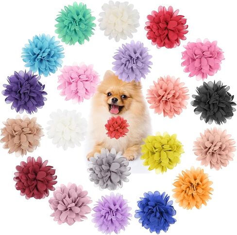 Generic 20 Pcs Multi-color Fabric Flower Collar Bow Ties with Spring Ring Clasp for Dog & Cat Collar Accessories in Saudi Arabia