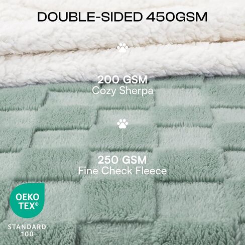 Luciphia Waterproof Dog Blanket for Small Dogs Washable Soft Sherpa Fleece Cat Blankets with 3D Jacquard Cozy Calming Reversible Couch Protector Furniture Protection for Pet, Green White, 40x28 inch in Kuwait