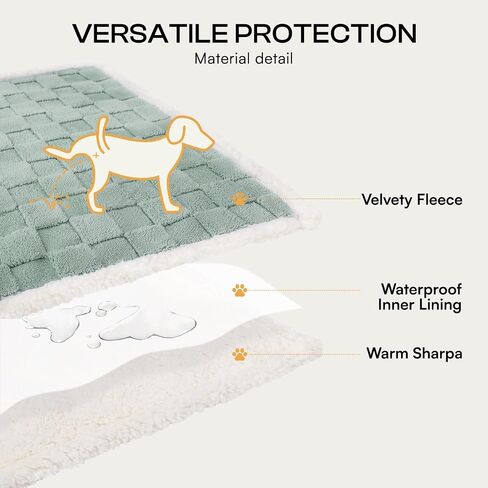 Luciphia Waterproof Dog Blanket for Small Dogs Washable Soft Sherpa Fleece Cat Blankets with 3D Jacquard Cozy Calming Reversible Couch Protector Furniture Protection for Pet, Green White, 40x28 inch in Kuwait