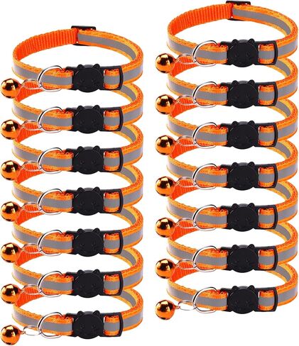 14 Pack Breakaway Cat Collar with Bell, Reflective Kitten Collar for Girl Boy Cats, Safety Buckle Adjustable 7.5-12.5 Inch, 0.4 Inch Width Lightweight, Pet Gifts (Multi-Colored) in Saudi Arabia