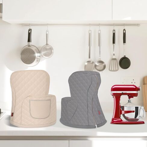 غطاء خلاط حامل متوافق مع خلاط رفع الوعاء TiKitchenAid سعة 6/7/8 لتر، واقي غبار مبطن مقاوم للماء مع جيب تخزين (رمادي) in Kuwait