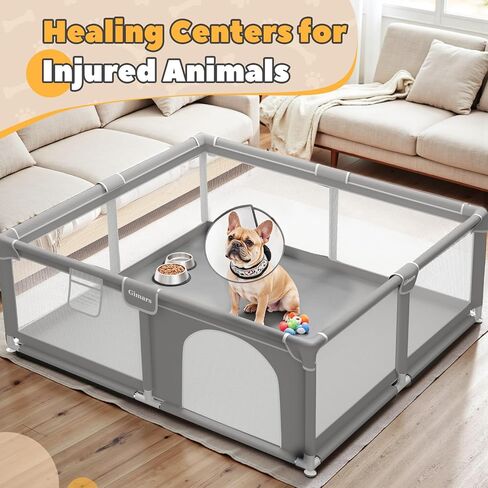 50x50x26 Inches Puppy Playpen with Gate, Dog Playpen for Puppies or Small Dogs, Sturdy Safety Dog Fence Pet Playpen with Thickened Fabric, High-Strength Nylon Wire Mesh for Indoor & Outdoor,Washable in Saudi Arabia
