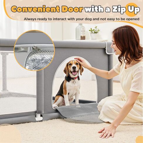 50x50x26 Inches Puppy Playpen with Gate, Dog Playpen for Puppies or Small Dogs, Sturdy Safety Dog Fence Pet Playpen with Thickened Fabric, High-Strength Nylon Wire Mesh for Indoor & Outdoor,Washable in Saudi Arabia