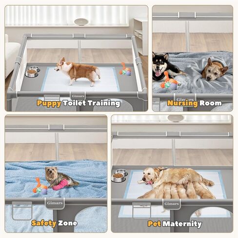 50x50x26 Inches Puppy Playpen with Gate, Dog Playpen for Puppies or Small Dogs, Sturdy Safety Dog Fence Pet Playpen with Thickened Fabric, High-Strength Nylon Wire Mesh for Indoor & Outdoor,Washable in Saudi Arabia