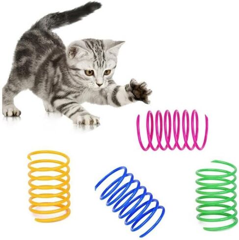 4pcs/Set Plastic Cat Spring Toy for Swatting,Hunting,and Grinding Teeth,Durable Colorful Cat Dogs Springs for Indoor,5.5 * 2cm in Saudi Arabia