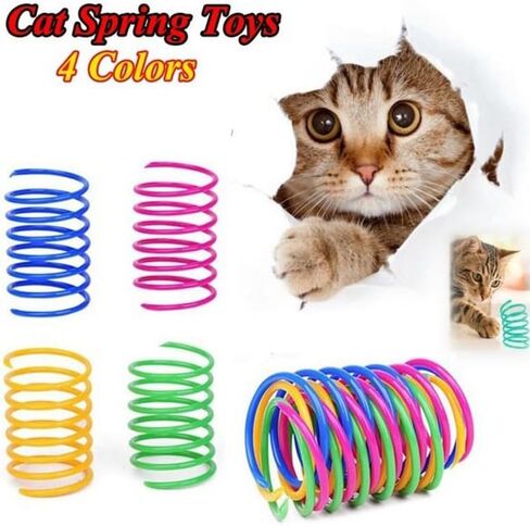 4pcs/Set Plastic Cat Spring Toy for Swatting,Hunting,and Grinding Teeth,Durable Colorful Cat Dogs Springs for Indoor,5.5 * 2cm in Saudi Arabia