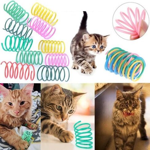 4pcs/Set Plastic Cat Spring Toy for Swatting,Hunting,and Grinding Teeth,Durable Colorful Cat Dogs Springs for Indoor,5.5 * 2cm in Saudi Arabia