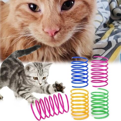 4pcs/Set Plastic Cat Spring Toy for Swatting,Hunting,and Grinding Teeth,Durable Colorful Cat Dogs Springs for Indoor,5.5 * 2cm in Saudi Arabia