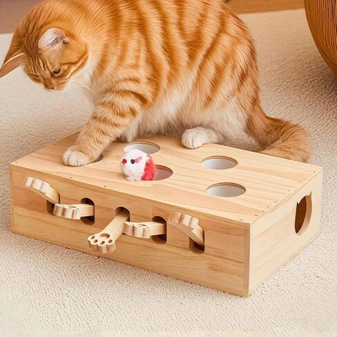 Whack a Mole Cat Toy with Pop Up Mice - Interactive Puzzle Game & Scratch Board for Indoor Cats, Mental Enrichment and Exercise, Fun Cat Puzzle Box Toy in Saudi Arabia