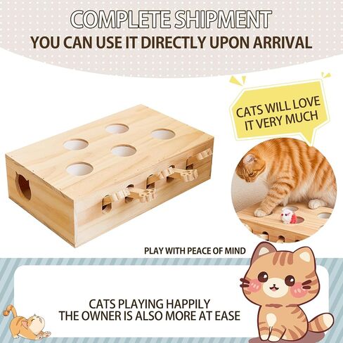 Whack a Mole Cat Toy with Pop Up Mice - Interactive Puzzle Game & Scratch Board for Indoor Cats, Mental Enrichment and Exercise, Fun Cat Puzzle Box Toy in Saudi Arabia