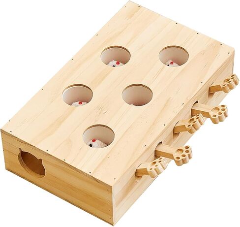 Whack a Mole Cat Toy with Pop Up Mice - Interactive Puzzle Game & Scratch Board for Indoor Cats, Mental Enrichment and Exercise, Fun Cat Puzzle Box Toy in Saudi Arabia