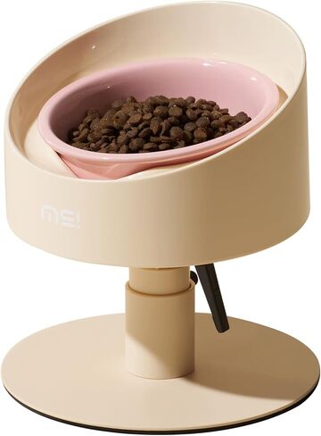 MS!MAKE SURE Cat Bowls، أوعية سيراميك مرتفعة قابلة للتعديل للقطط مع وسادة مطاطية مضادة للانزلاق، واقي من الرذاذ، خالية من الرصاص والكادميوم، صديقة للشارب، للجراء والقطط - بعرض 5.1 بوصة، 295 مل (10 أونصة)، أخضر in Kuwait