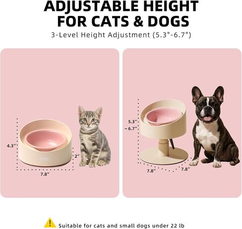 MS!MAKE SURE Cat Bowls، أوعية سيراميك مرتفعة قابلة للتعديل للقطط مع وسادة مطاطية مضادة للانزلاق، واقي من الرذاذ، خالية من الرصاص والكادميوم، صديقة للشارب، للجراء والقطط - بعرض 5.1 بوصة، 295 مل (10 أونصة)، أخضر in Kuwait