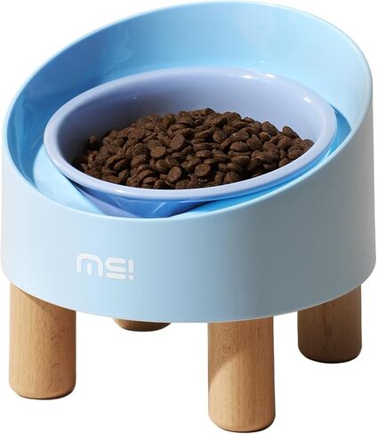 MS!MAKE SURE Cat Bowls, Adjustable Elevated Ceramic Cat Bowls with Anti-Slip Rubber Pad, Splash Guard, Lead & Cadmium Free, Whisker Friendly, for Puppies & Cats - 5.1" Wide, 295ML (10 oz), Green in Saudi Arabia