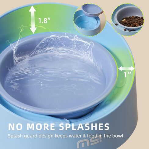 MS!MAKE SURE Cat Bowls, Adjustable Elevated Ceramic Cat Bowls with Anti-Slip Rubber Pad, Splash Guard, Lead & Cadmium Free, Whisker Friendly, for Puppies & Cats - 5.1" Wide, 295ML (10 oz), Green in Saudi Arabia