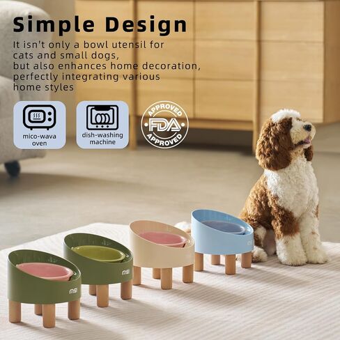 MS!MAKE SURE Cat Bowls, Adjustable Elevated Ceramic Cat Bowls with Anti-Slip Rubber Pad, Splash Guard, Lead & Cadmium Free, Whisker Friendly, for Puppies & Cats - 5.1" Wide, 295ML (10 oz), Green in Saudi Arabia