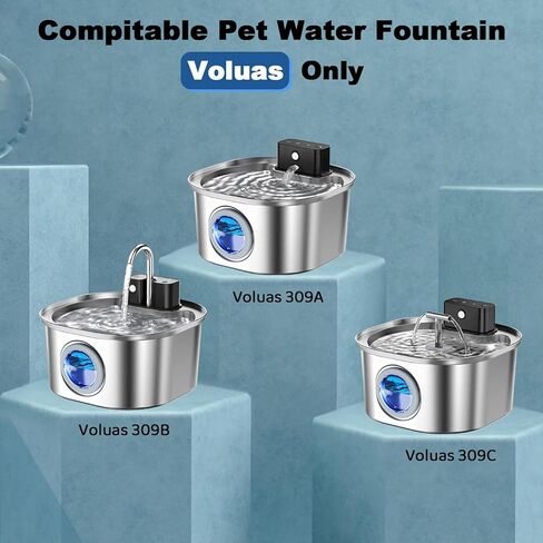 20 عبوة من فلاتر نافورة مياه القطط البديلة لنافورة مياه الحيوانات الأليفة المصنوعة من الفولاذ المقاوم للصدأ سعة 108 أونصة/3.2 لتر 309A/309B/309C، و10 مرشحات و10 إسفنجات ما قبل التصفية in Kuwait