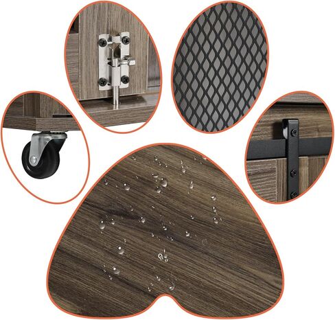 LINLUX 40 بوصة أثاث قفص الكلاب، بيت خشبي للكلاب شديد التحمل داخلي، طاولة قفص كلب مزخرفة للكلاب المتوسطة الكبيرة، مع أبواب منزلقة وعجلات ولوحة قابلة للطي in Kuwait