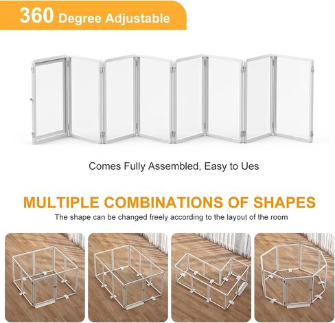DoCred Clear Dog Playpen Indoor, Foldable Dog Play Pen for Puppies, Cat and Small Animal, 26 Inch Transparent Pet Puppy Playpen, 10 Panels, White Aluminum Frame in Saudi Arabia